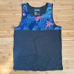 urban pipeline Navy Tank Top with Pink & Blue Tropical Yoke